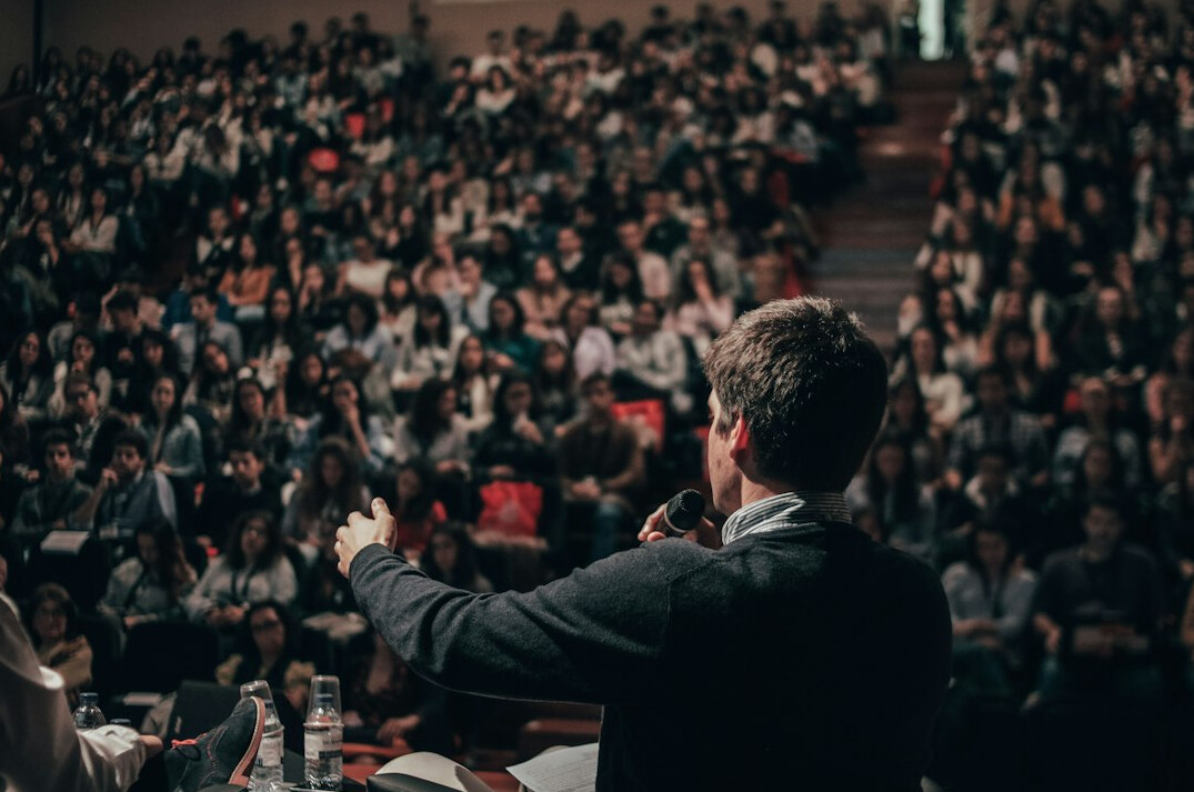 confident speaker presenting