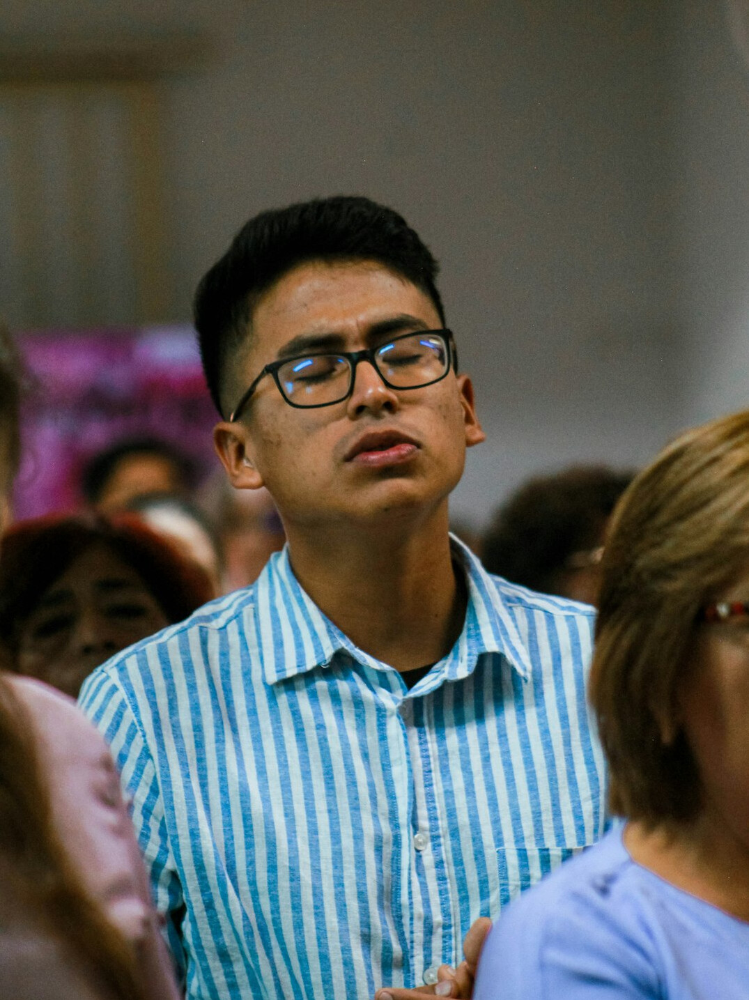 person listening attentively in conversation