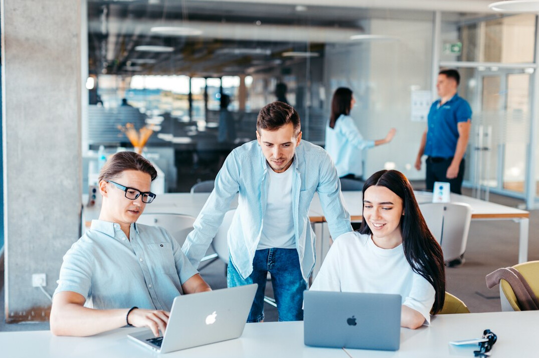 diverse team collaborating in office